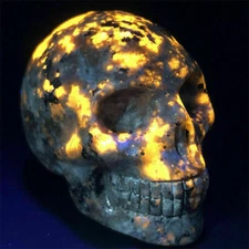 Halloween Natural Yooperlite Flame Stone Skull Quartz Crystal Figurines Stones