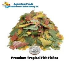 Premium Tropical Fish Flakes 8oz. With FREE 12-Type Pellet Mix & 4-Type Wafers