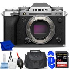 FUJIFILM X-T5 Mirrorless Camera Silver 16782337 - 7PC Accessory Bundle