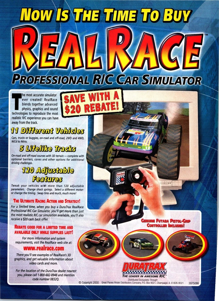 Duratrax RC Car Simulator Print Ad Ephemera Wall Art Decor - Image 2 of 2