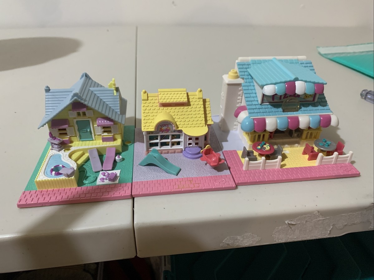 polly pocket lot (pool House,toy Store,pizza Place) Vintage