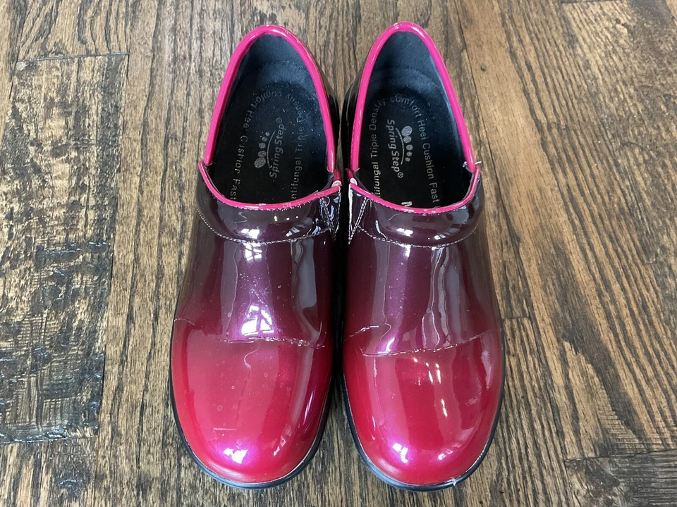 SPRING STEP Two Tone Red Patent Leather CLOGS Women's US Size 5.5 M - Image 3 of 4