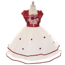 BURGUNDY Flower Girl Dress Formal Graduation Dance Prom Birthday Recital Wedding