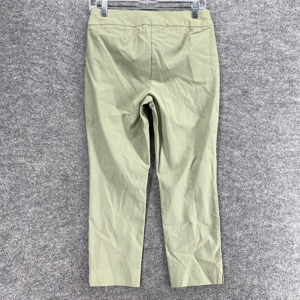 Pantalones Chico's para mujer 00 gris tiro medio frente plano ajustados bolsillos chinos Foto 2 de 4