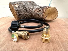 4ft Extension Propane Hose w/ Gauge & Tank Adapter Converts POL LP Tank to QCC1