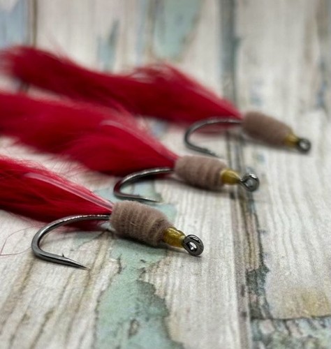Rabbit Strip Palolo Worm Tarpon Fly, 3-pack, Olive or Tan, size 1/0 - 第 1/3 張圖片