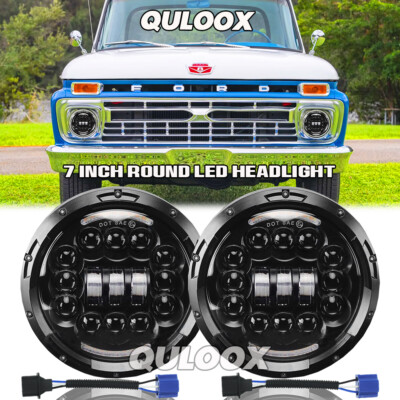 Pair 7'' Inch Round LED Headlights Halo DRL FOR Ford F1 1948 1949 1950 1951 1952