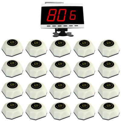 BCITY Wireless White Service Call Buttons 1 Receiver 20 Call Buttons Waiter
