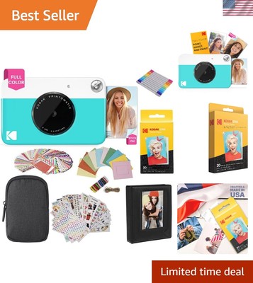 Compact Instant Print Camera - 5MP, Flash, Zink Photo Paper & Fun Accessories