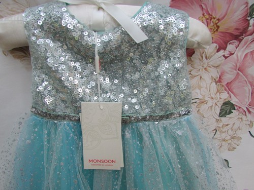 NWT MONSOON Blue SPARKLE Tulle Christening Party Occasion Dress 6-9-12 £50 - Picture 4 of 11