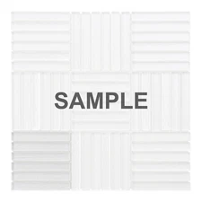 White Cold Spray Crystal Glass Basketweave Parquet Mosaic Tile Wall Backsplash