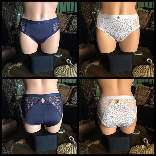JESSICA SIMPSON tanga panties ~ Lot of 2 ~ Blue Pink Animal ~ Shaping firm ~ S