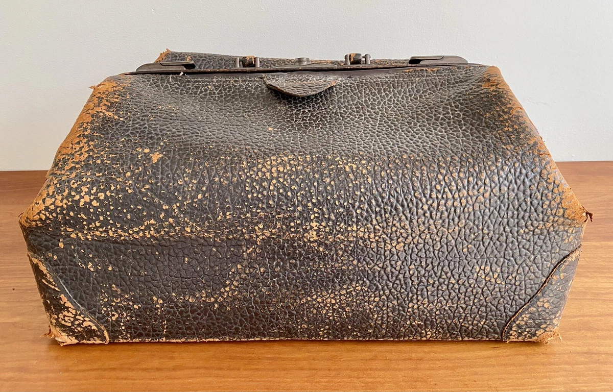 Vintage Leather Gladstone Doctors Bag Late 1800's- Early 1900's