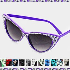 UV 400 Sun AUSTRIAN CRYSTAL Rhinestone Sunglasses Bling Cat Eye Lens Mask Retro