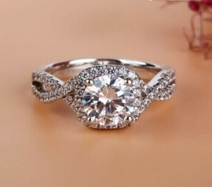 Authentic 3.00Ct Round Cut Simulated Diamond Women's Wedding Ring In 14k White Gold Plated