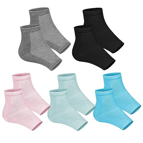 5 pares de calcetines hidratantes de gel para tacón seco agrietado con punta abierta para mujer - Imagen 1 de 7