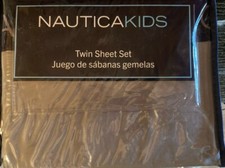 Nautica Color Block Kids 3 Piece Sheet Set Gray/Navy Twin Size Bedding Bedware