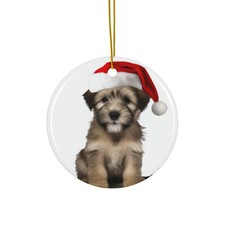Hanging Ceramic Christmas Tree Ornament - Glen of Imaal Terrier Puppy Design