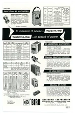 QST Ham Radio Mag. Ad BIRD Electronic Corp. TERMALINE Wattmeters & More (7/62)