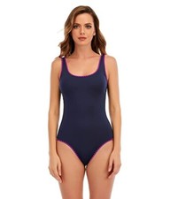 Lucky Brand L121720 Navy Spring Romantic Shell Stitch One-Piece Swimsuit Size S