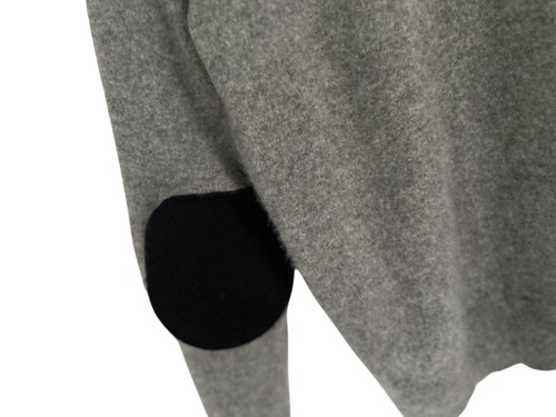 J.Crew Italian Cashmere V-Neck Sweater Gray With Black Elbow Patches - Picture 7 of 7