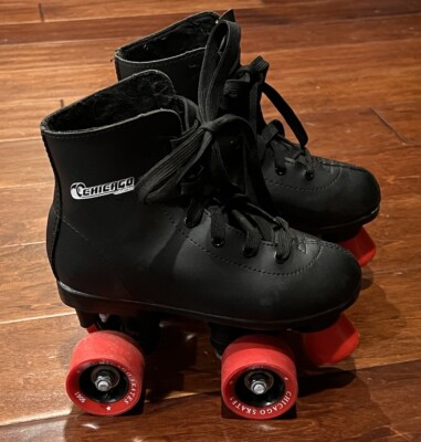 Chicago 8618J Black Wheels Youth Kids 2 Lace Up High Classic Quad Roller Skates