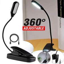 LED Clip Booklight Portable Travel Bed Book Reading Light USB Rechargeable Lamp