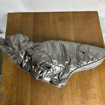 Nicole Miller Dog Coat/Jacket w/Hood & Fur, Footed, Water Repellent Large 