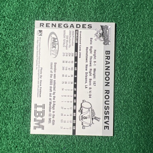 2006 Hudson Valley Renegades Brandon Rousseve Autogrammkarte - Bild 7 von 7