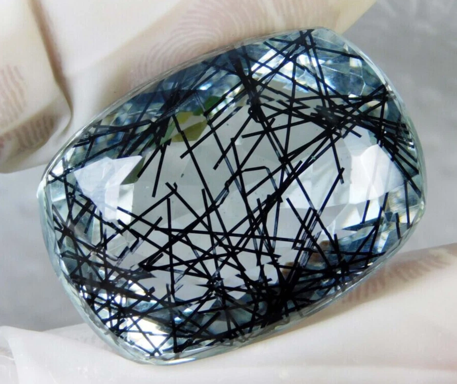 83.50 Ct. Large Black Rutilated Quartz Cushion Cut Loose Gemstone Gift for Women - Image 4 of 4