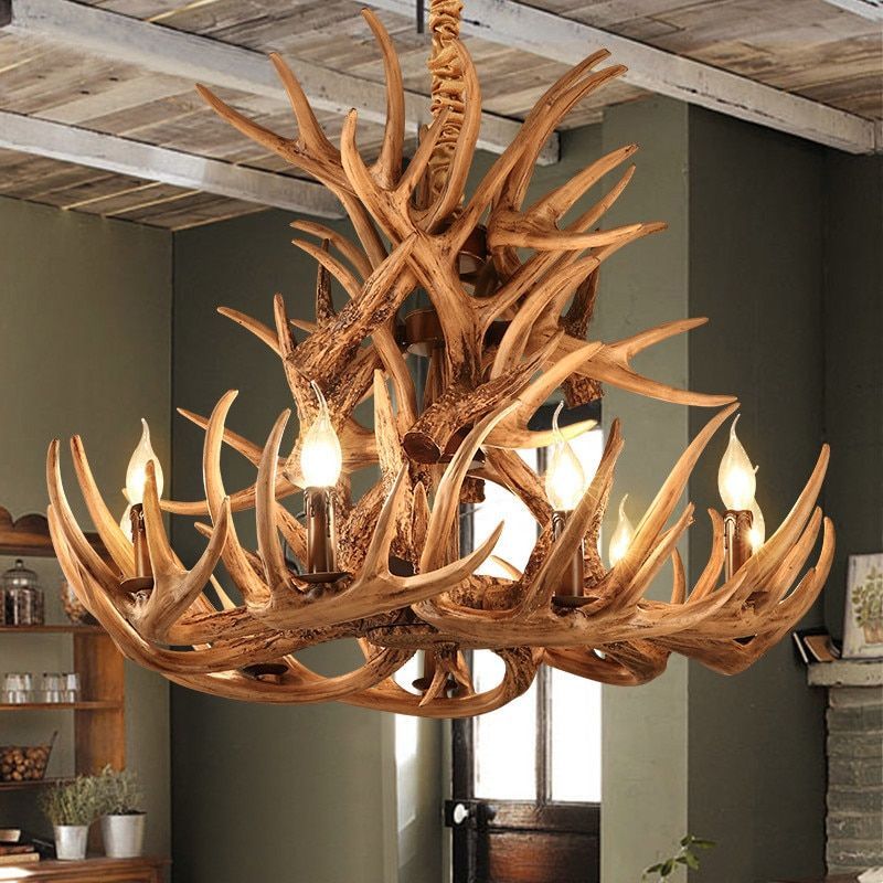 Chandelier Lamp Modern LED Antler Vintage Lights Novelty