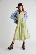NWT FREE PEOPLE Sz XS LORA MIDI DRESS GREEN