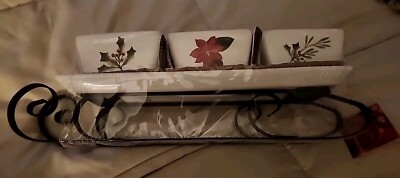 St. Nicholas Square Sleigh Dip Set Humble Estate Ceramic Sled Server NEW $59.99
