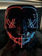 Light up Mask Halloween Mask Purge El Wire Party LED Glow Mask