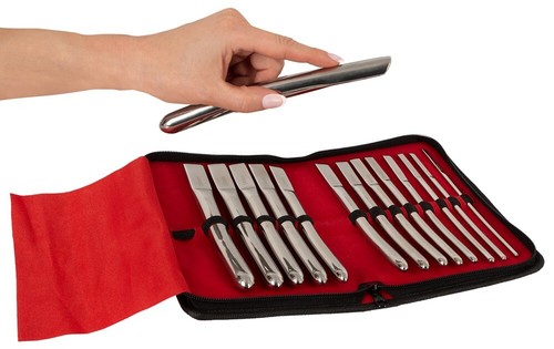 Penisplug 14-Piece Dilator Set - Metal Urethral Dilators Ø 4 - 17 mm Steel Probe - Foto 10 di 10