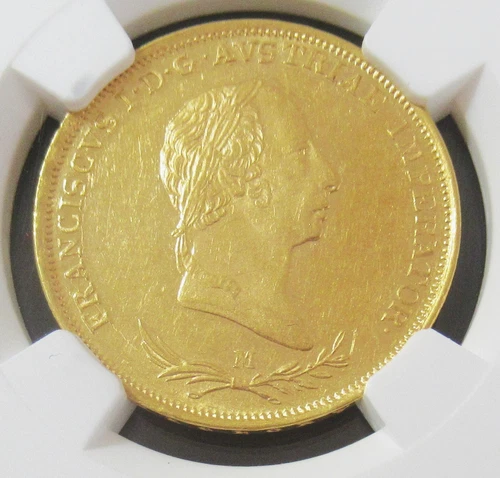 Italy: Lombardy - Venetia. Franz I gold Sovrano 1831-M AU58 NGC.