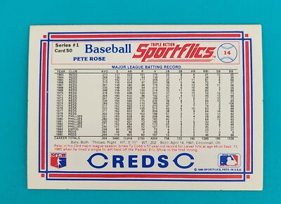 1986 Sportflics #50 Pete Rose Cincinnati Reds BASEBALL Card 5A | eBay