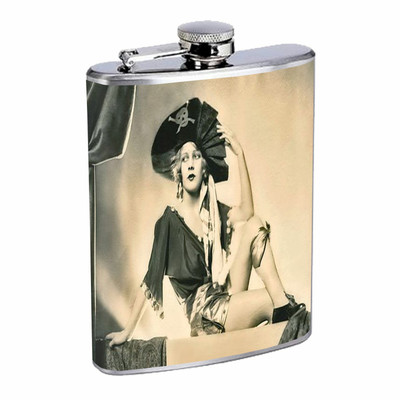 Vintage Pirate Ship D9 Flask 8oz Stainless Steel Hip Drinking Whiskey 