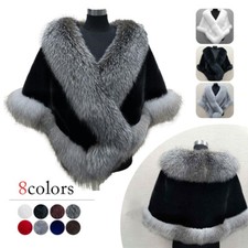 Women Bridal Wedding Evening Cape Warm Stole Shrug Luxury Fluffy Faux Fur Shawl