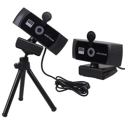 Webcam mit Mikrofon Zoom Stativ USB Full HD 1080p 30fps Webkamera für PC Laptop