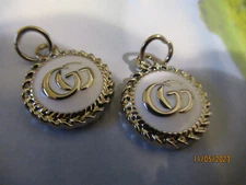 GUCCI  2 ZIPPER PULL CHARM WHITE,  SILVER tone metal , 15MM LOT 2