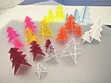Set of 3 Acrylic Christmas Trees For Table Top, Decorations, Various Colours