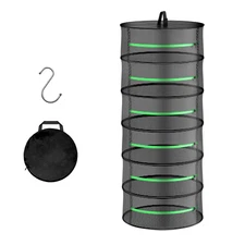 Herb Drying Rack Hanging 6 Layer 24'' with Zipper & Hook, Dry Mesh Folding Baske