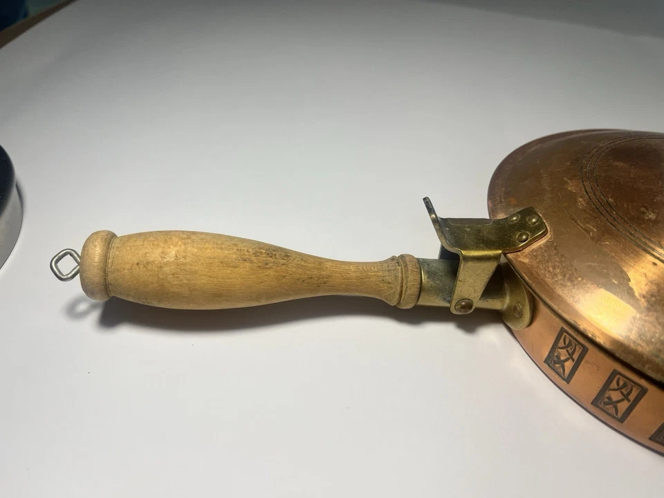 Antique Rodd Copperware Copper bed warmer pan classic design copper & Brass - image 3 of 4