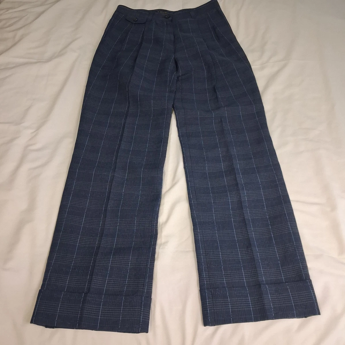 Pantalon bleu marine rayé laine Brooks Brothers LUCIA FIT taille 12