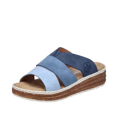 Rieker Damen Pantolette Plateau und Keilabsatz in Korkoptik extraweit 62780