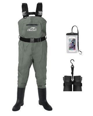 Fishing Waders for Men & Women, Waterproof 2-Ply Nylon/PVC Chest Wader with Boot