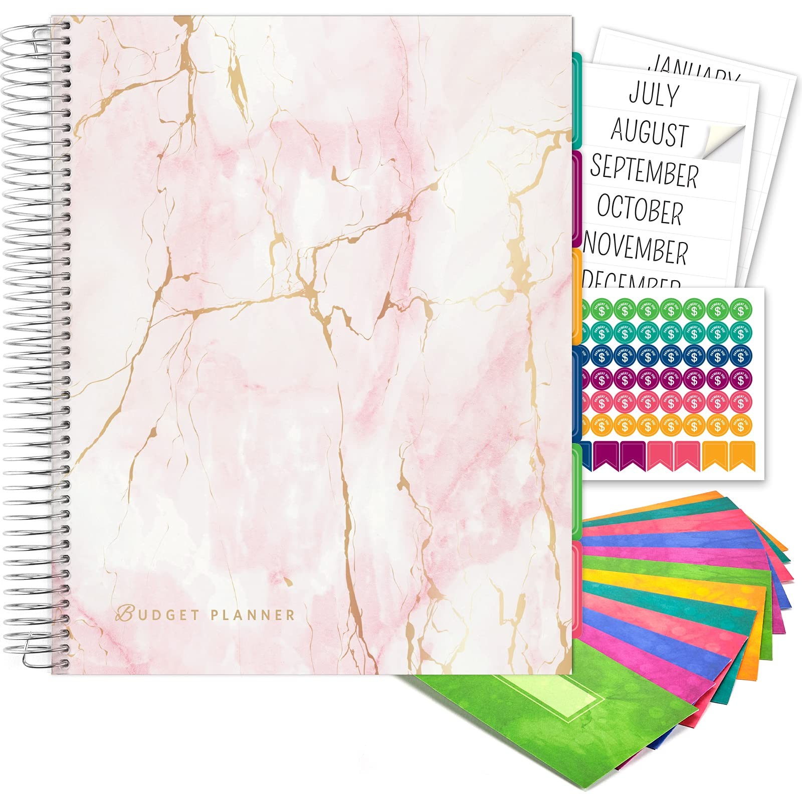 Pink Financial Planner 8.5X11 Personal Finance Monthly Budget Tracker 2024