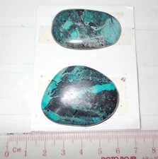 Turquoise Stone Flat Free Form Cabochon 145 Carat 2 pieces 29 gram