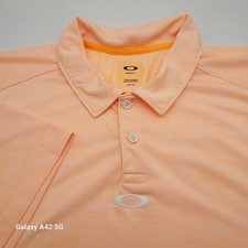 Oakley Mens Regular Fit Golf Polo Shirt Peach Orange Space Dye 1006551PT2 L